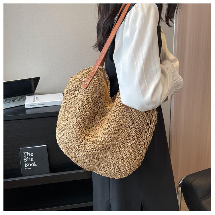 Borsa in Paglia Donna Nuova Estiva Vacanza al Mare Spiaggia Borsa Intrecciata Grande Capacità Borsa a Spalla Tote Borsa Tote Intrecciata in Paglia per Donna