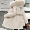 Hooded Women Coat Winter Jacket with Faux Fur Collar Soft Fabric Warm Fashionable Zipper Closure for Autumn Versatile