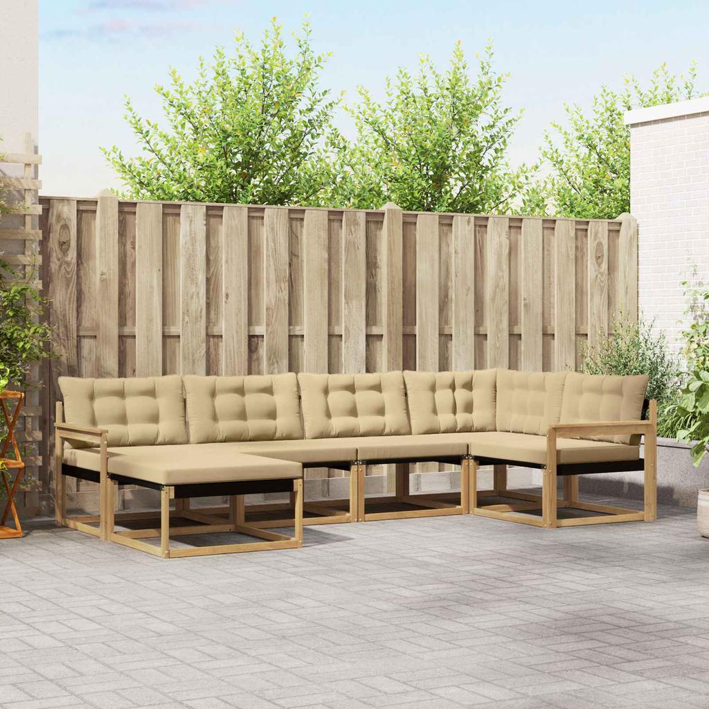 Outdoor Sofa Set with Cushions 6 pcs White and Beige