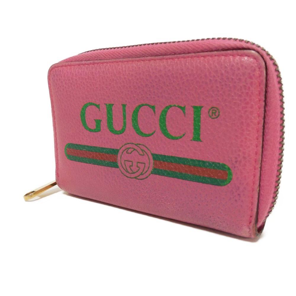Used 9539 Compact Zip-Around Wallet 496319 0GCAT 8840 7943 Web Neon Vintage Logo Print Pink Unisex from Japan AUTHENTIC