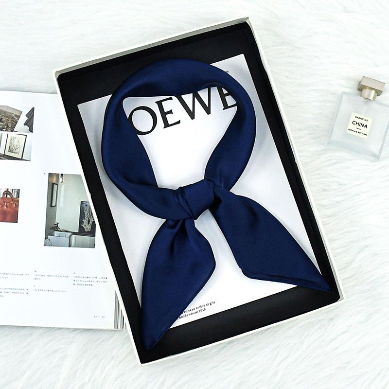 Spring/Autumn Solid Color Silk Scarf: 70cm Stylish & Versatile Women's Neck Accessory