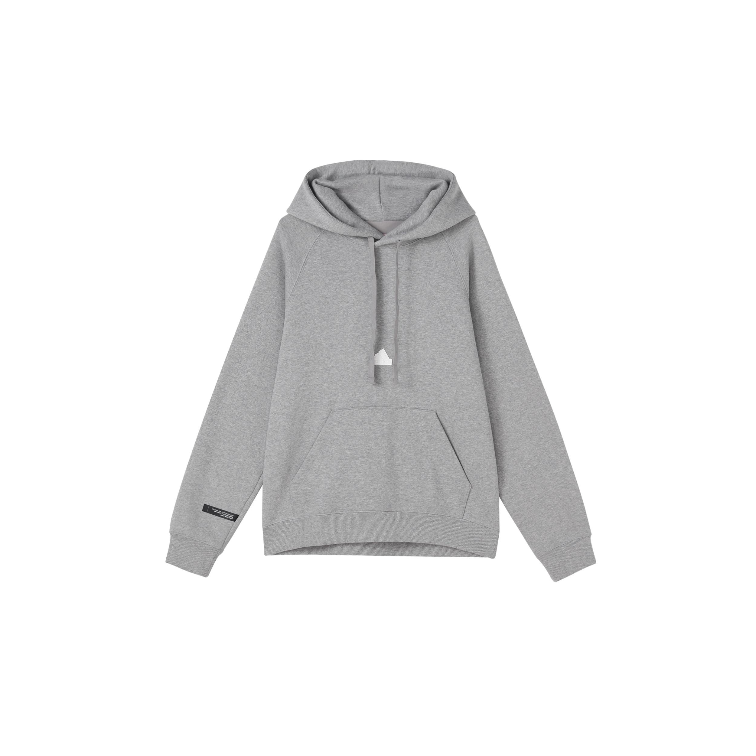 Men s adidas Solid Color Logo Hooded Loose Long Sleeves Gray HN1950 S