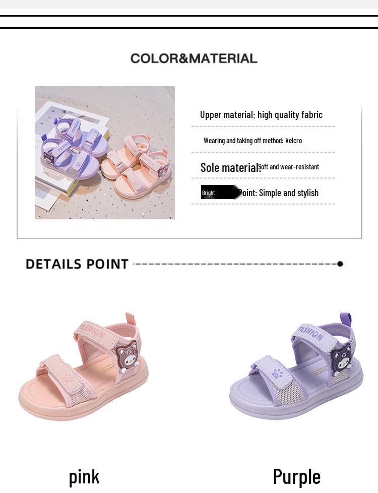 2026 Spring/Summer Girls' Non-slip Velcro Princess Sandals