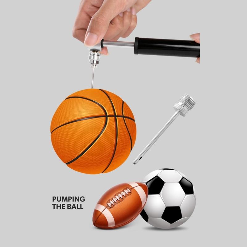 Aluminum-Alloy Mini Bike Tire Pump Portable 120PSI Bicycles Pump Balls Pump with Needle Fits Presta and Schrader Valves