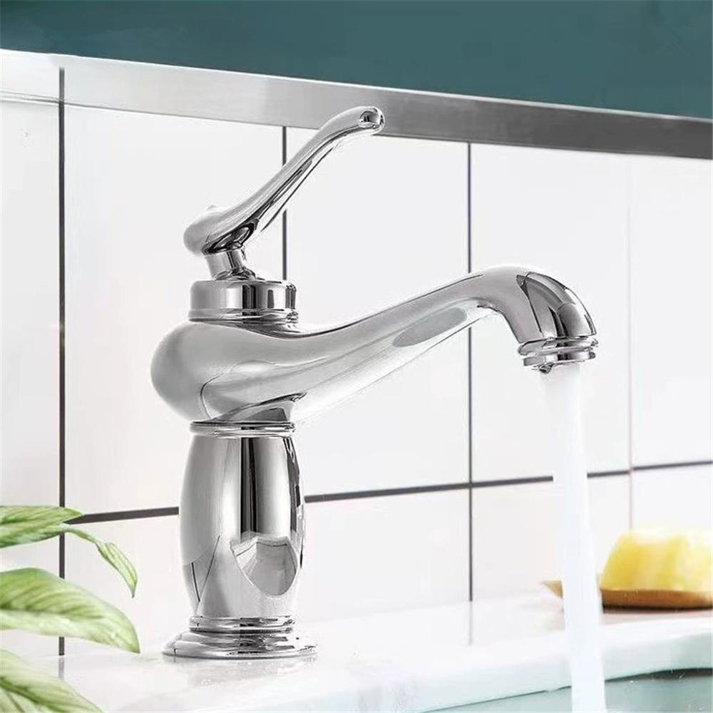 Antique Bronze Bathroom Faucet Brass Basin Faucets Hot & Cold Bathroom Sink Faucet Deck Mounted Lavotory Faucet  Mixer Water Tap