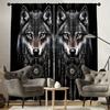 2pc Retro Wolf Sheer Curtains – Wolf Head & Dreamcatcher Print   Light-Filtering for Living Room & Study – Mystical Decor