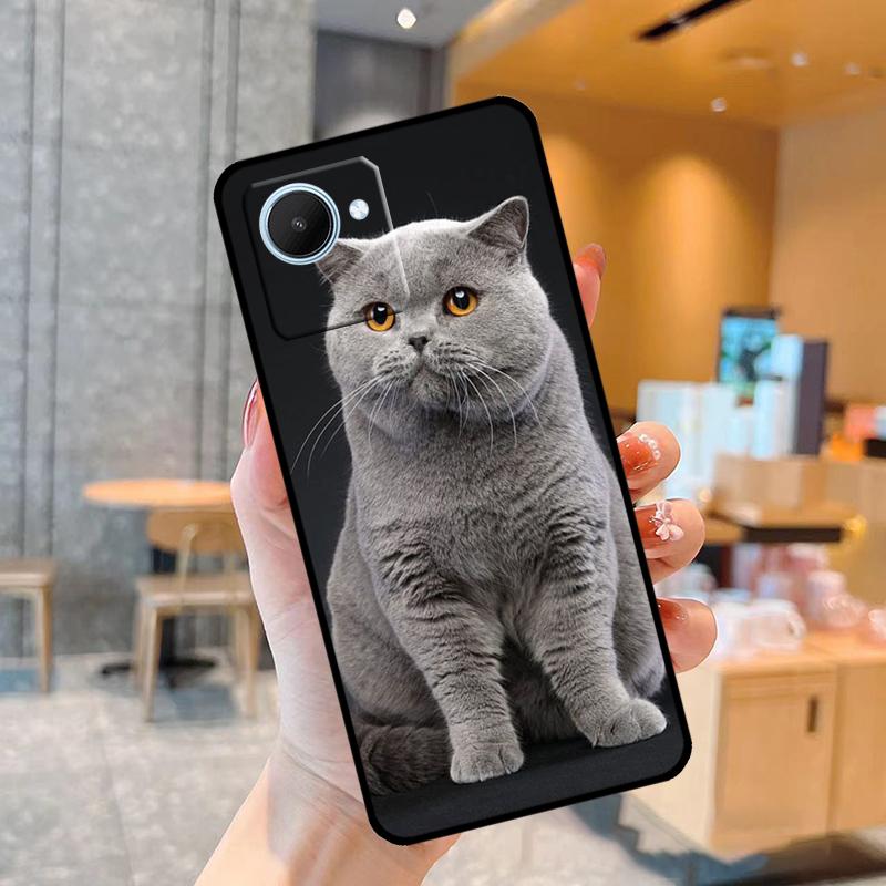 British Shorthair Cat Case For Realme C55 C33 C31 C35 C30 C11 C15 C25s C21Y GT Neo 5 3T 2T 8 9 10 11 Pro Plus