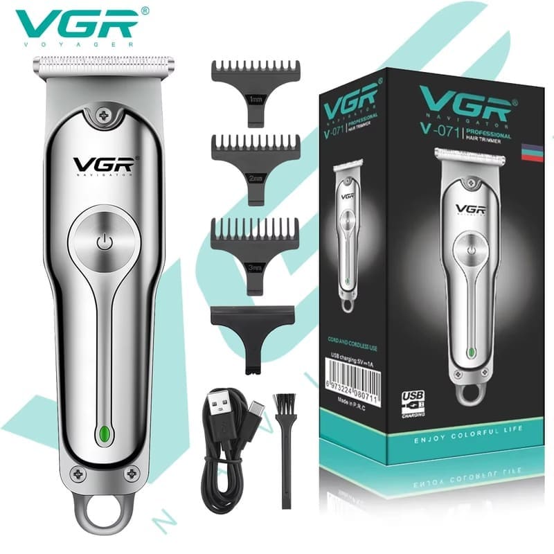 Professional Men's Rechargeable Electric Hair Clipper with Stainless Steel Blades USB Charging and Plug-in Function  Large Battery  Washable