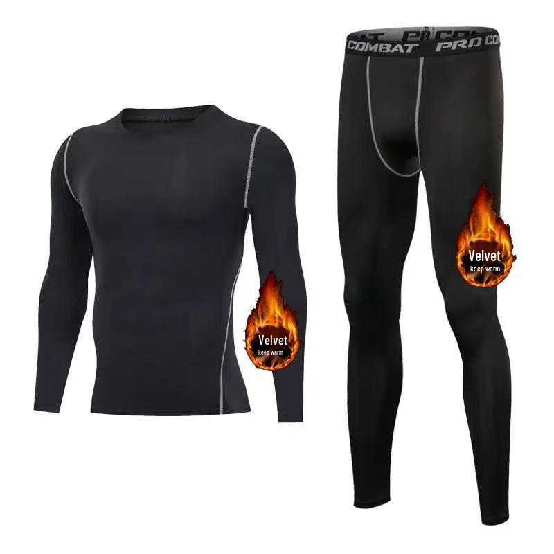 Men's Long-Sleeve Winter Fitness Suit with Quick-Dry Running Tights