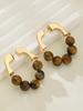 1 Pair Vintage Western Style Minimalist Round Bead Hoop Earrings, Unique Design Fashion Jewelry For Women, Suitable For Daily Wear & Vacation