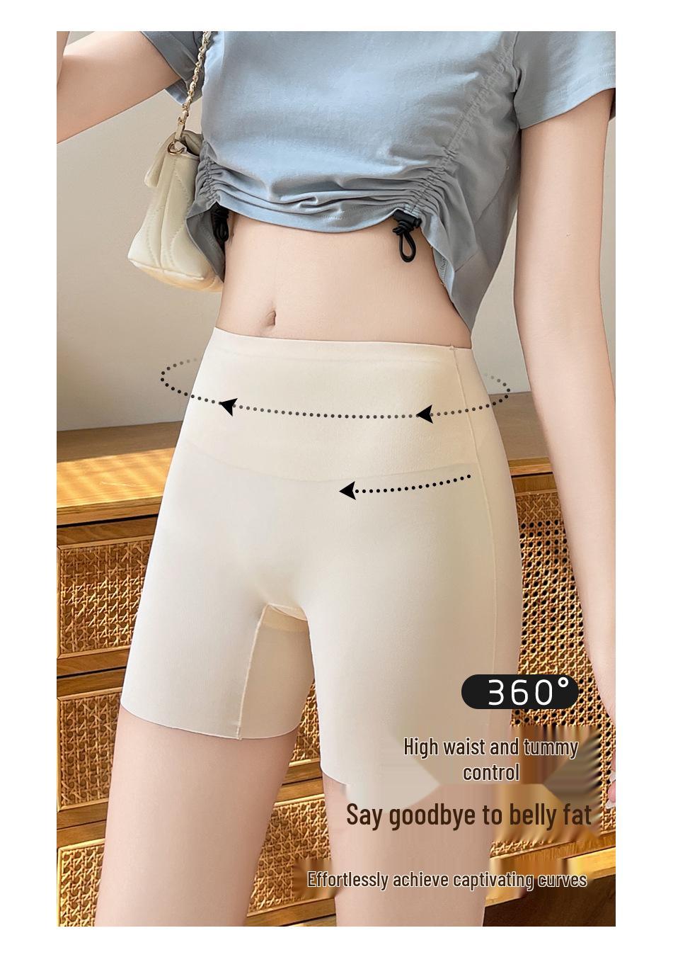 

Women s Seamless Ice Silk Tummy Control Shorts - Anti-Exposure, No Rolling Edge, Summer Base Layer Skirt Pants. XL (120-140 cm) бежевий
