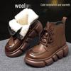 Women's Genuine Leather Fur-Lined Snow Boots with Thick Sole