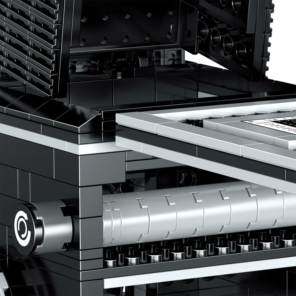 KNEW BUILT Retro digitální fotoaparát Model Mini cihlové hračky pro chlapce Dospělí Montáž Designové stavebnice Klasická sběratelská kamera