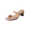 2025 New Square Head with Nude Sandals for Women, Summer Thick Heels, Open Toes, Cool Slippers, Black High Heels for Women