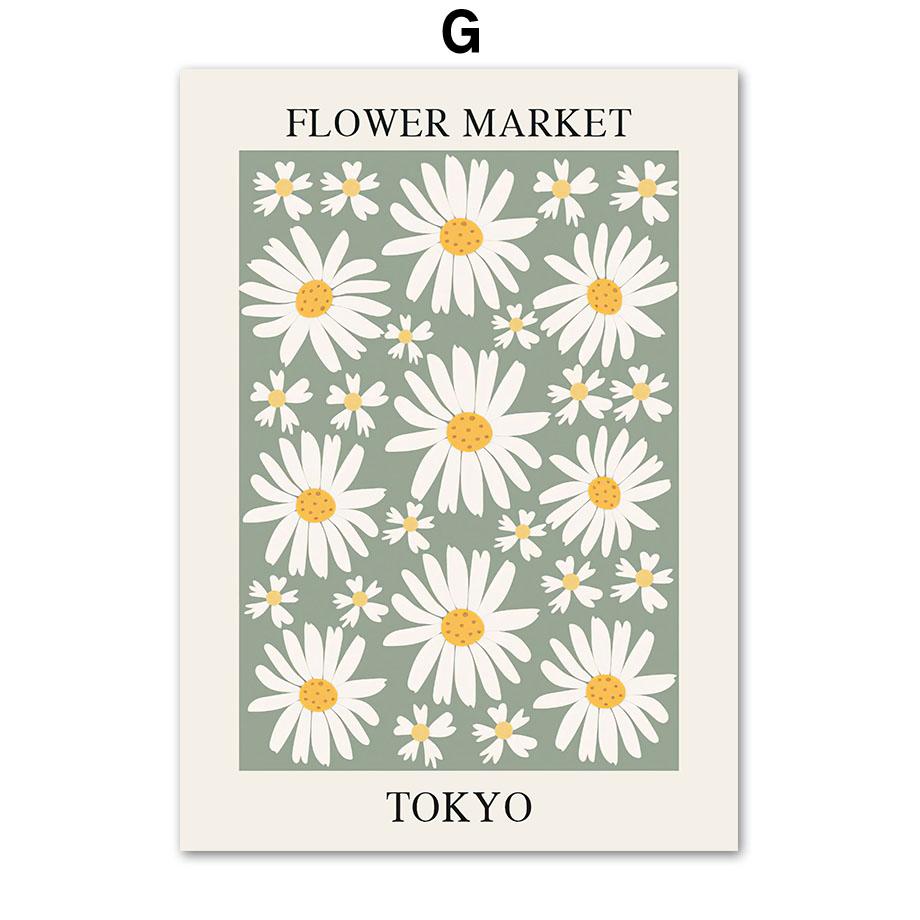 Grüne Matisse Bauhaus Yayoi Kusama Blumenmarkt Poster und Drucke Wand Kunst Leinwand Malerei für Wohnzimmer dekorative Bilder