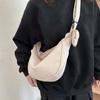 Korean Style Lightweight Shoulder Bag Cream Color Simple Dumpling Bag  Women