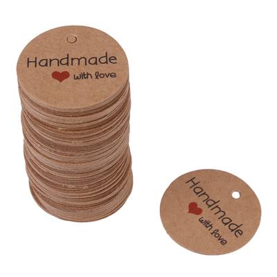 100pcs Brown Handmade Hang Label Wedding Favor Gift Dessert Tags Jewelry Price Tag #3