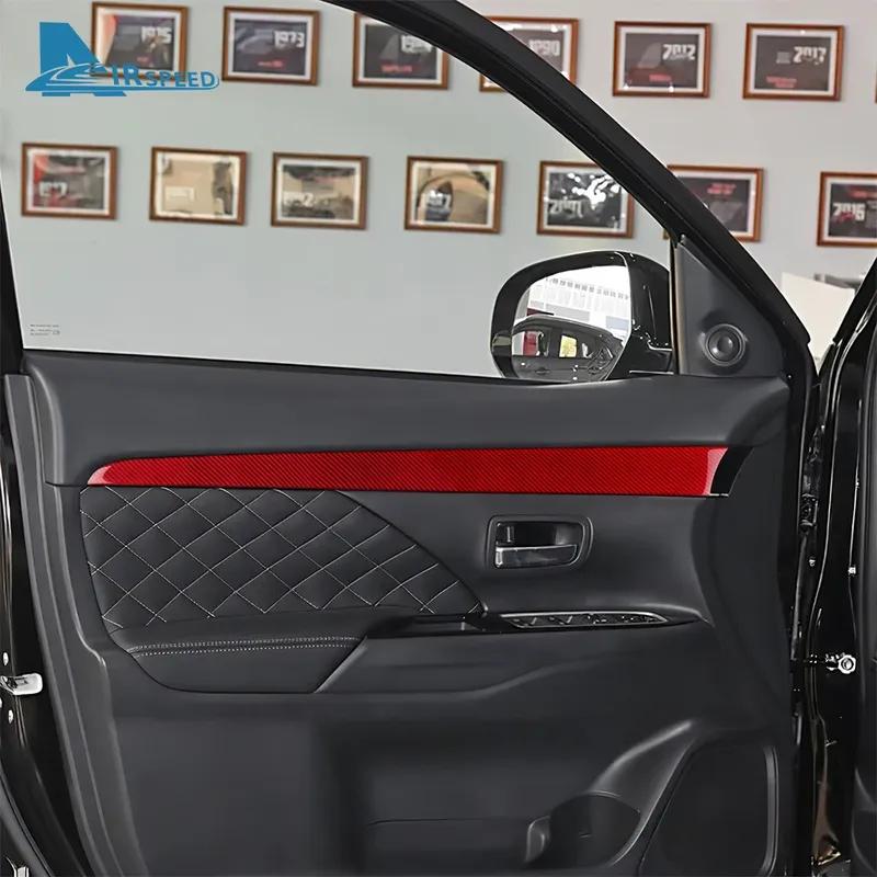 Real Soft Carbon Fiber LHD RHD Front Door Trim Sticker For Mitsubishi Outlander 2013 2014 2015 2016 2017 2018