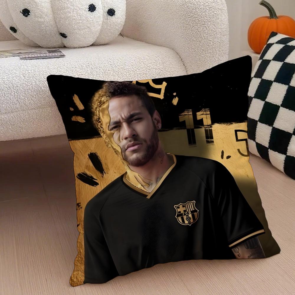 Brazilian Handsome Athlete NNeymar Jr Cushion Cover Throw Pillow Cover Hidden Button Durable Polyester Chair Cushion