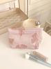1Pc Pink Bow Knot Multi-functional Large Capacity Cosmetic Bags Organizer Women Handbag Makeup Brush Storage Bag Case