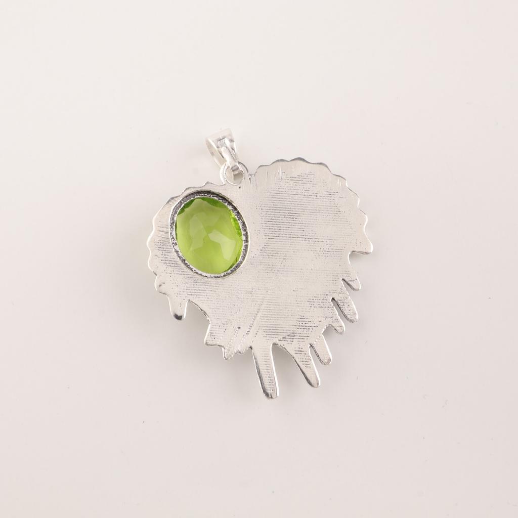 Peridot Gemstone 925 Sterling Silver Handcrafted August Birthstone Pendant 1.49" CP-28-4