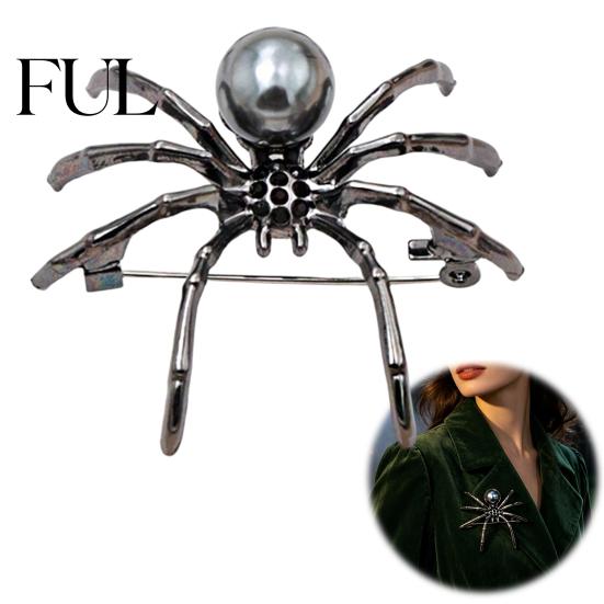 Halloween Spider Brooch 1/2Pcs 3D for Halloween, Horror Alloy Jackets Statement Pin Lapel Pin, Clothes Backpacks Costume Accessories Clothing