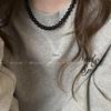 2025 Sense Layered Black Agate & Pearl Necklace - Light Luxury Women's Clavicle Chain Accessory