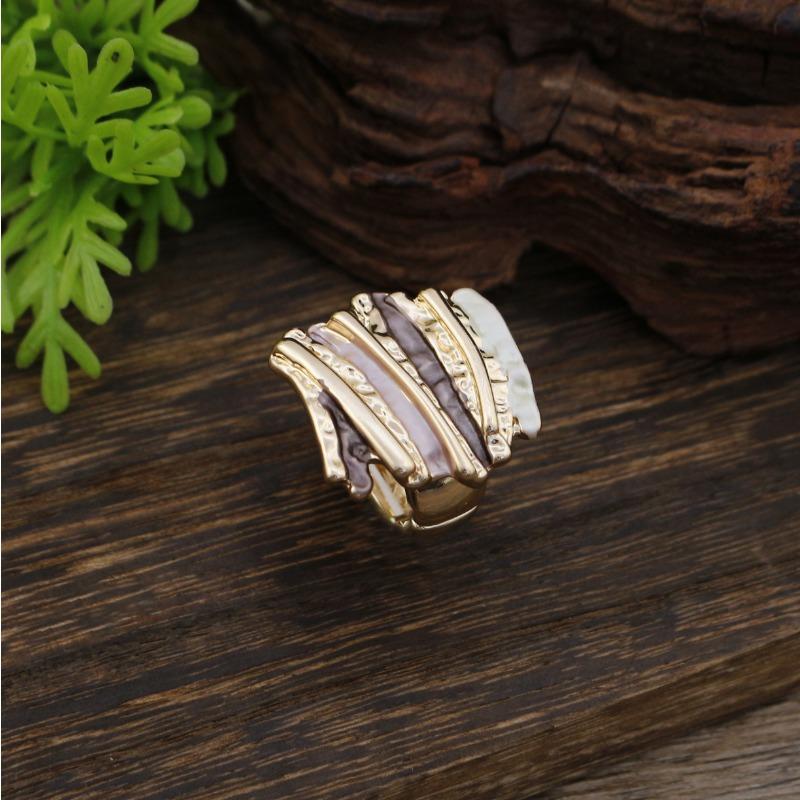 Hot-selling enamel color square geometric line elastic ring, versatile creative irregular line ring for men and women
