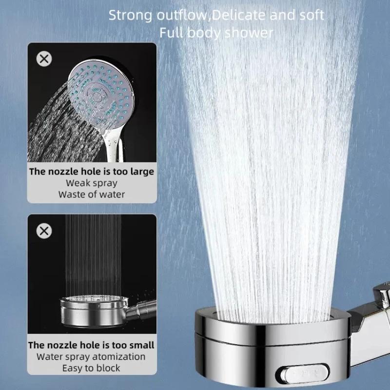 3 Modes Strong Pressurized Shower Head with Filter Large Flow High Pressure Handheld Shower Nozzle Household Shower Accessories