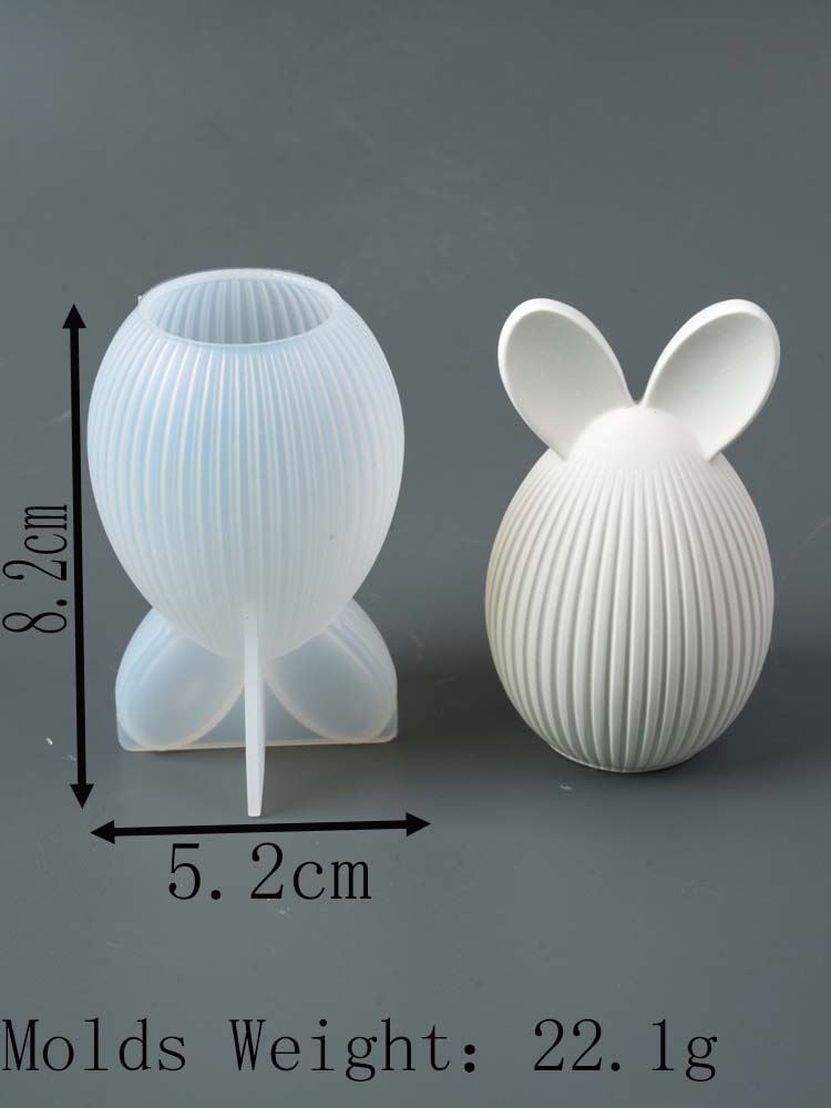 3D Streifen Kaninchen Silikon Kerzenform DIY Osterei Hase Aromatherapie Seifenformen Gips Harz Handwerk Herstellung Zubehör Heimdekoration