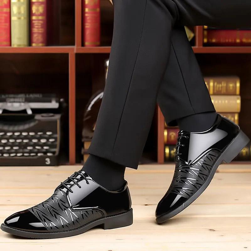Men's Leather Shoes Spring Breathable Comfortable Casual Shoes Youth Business British Black Formal Leather Shoes Husband Dad Shoes