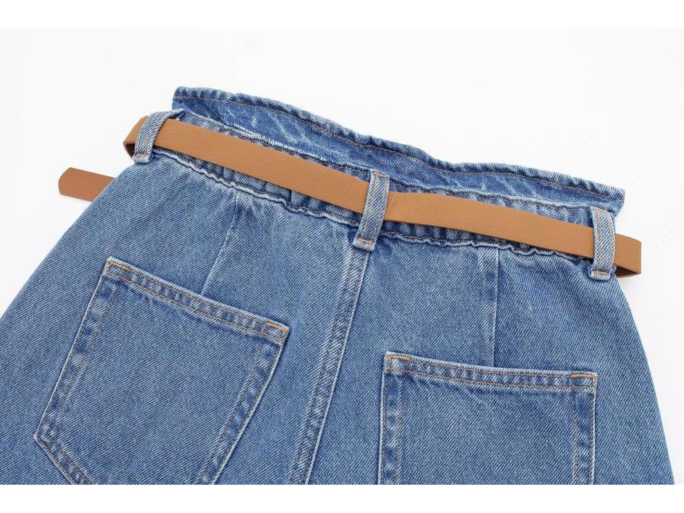 Summer European & American Women's Belted Casual Denim Shorts