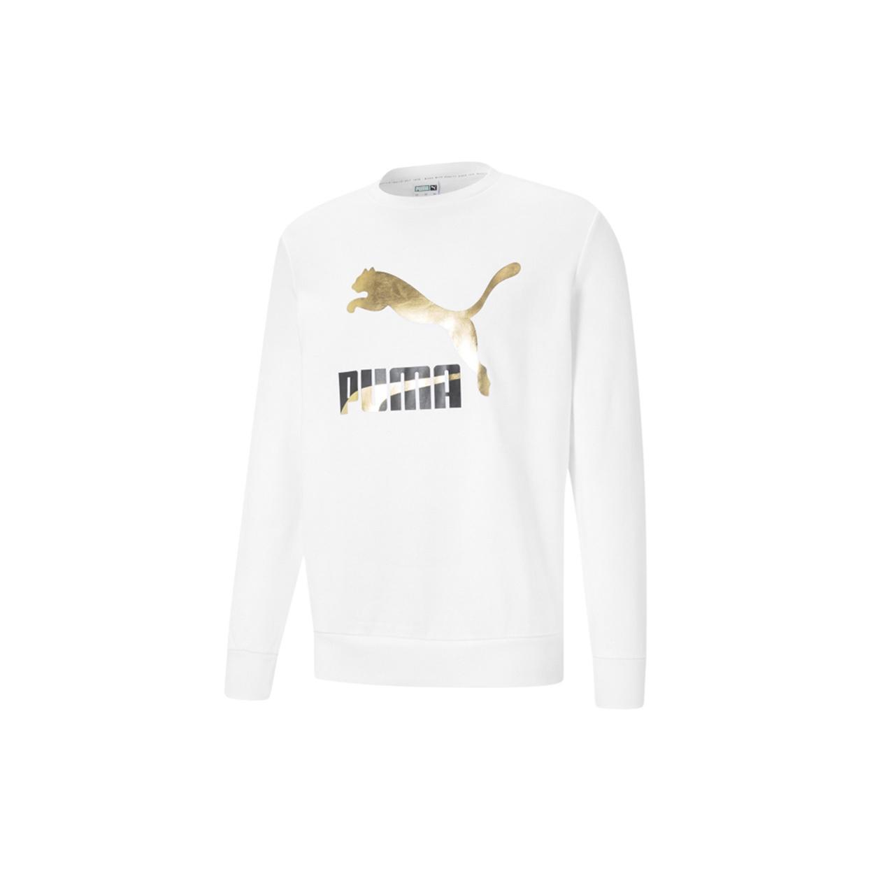 PUMA Archive Metallic Logo Sweater  White Gold  Men s 531367-02 L