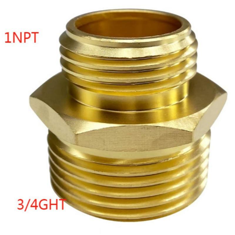 Brass Pipe Hex Nipple Fitting 3/4GHT X 3/4NPT Male Thread Quick Adapter Coupler Connector for Water Oil Gas