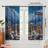 2pcs,2D plane printing Curtain Popular Christmas Tree Village Snow Scene_a (2) Versatile Polyester Fabric (without rod) Festive