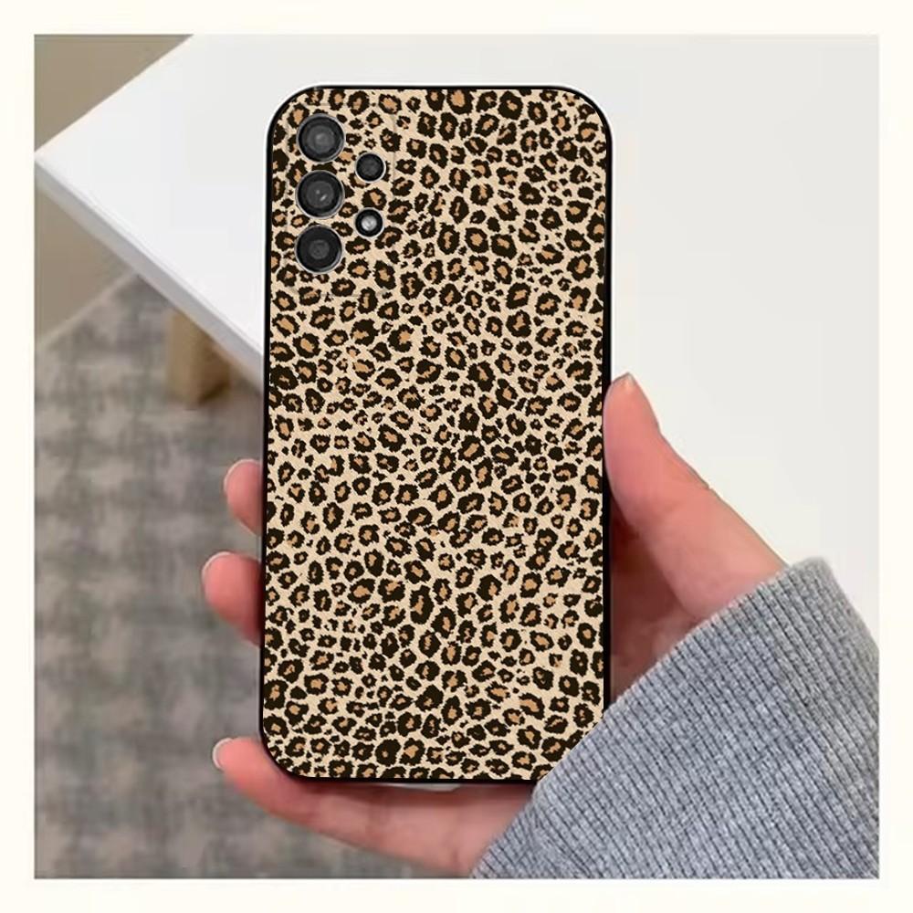 L-Leopard Print Phone Case For Samsung S25,S24,S23,S22,S20,S21,S10,Ultra,Plus,Lite,FE,Soft Silicone Black Cover
