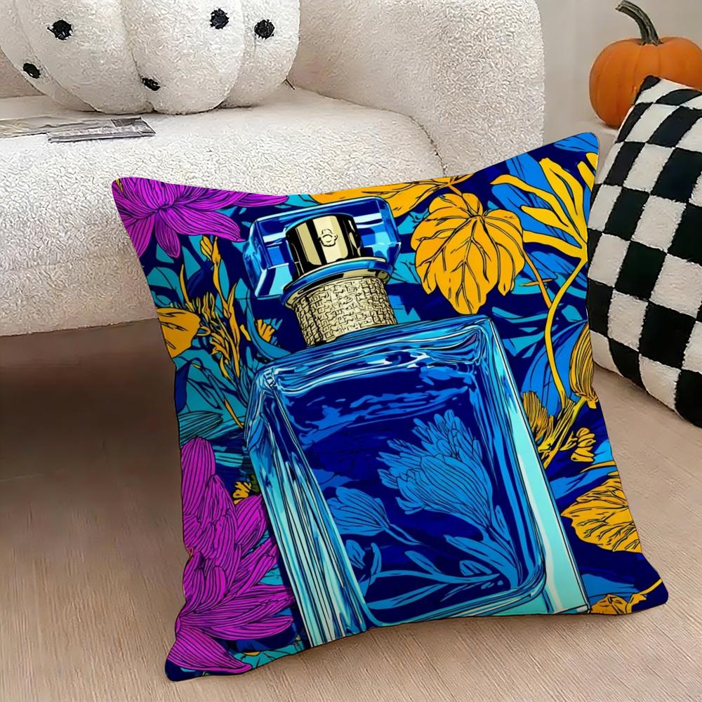 Luxury perfume illustration Cushion Cover Natural Linen Double Sided Print Throw Pillow Case for Sofa Couch Home Decor