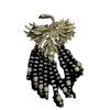 Swan Animal Fashion Versatile Temperament Black Crystal Fringed Swan Brooch