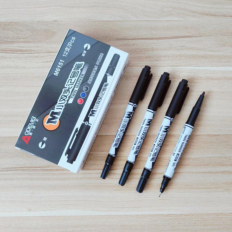 

12-Piece Dual-Tip Oil-Based Markers: Black, Red, Blue for Students & Planners