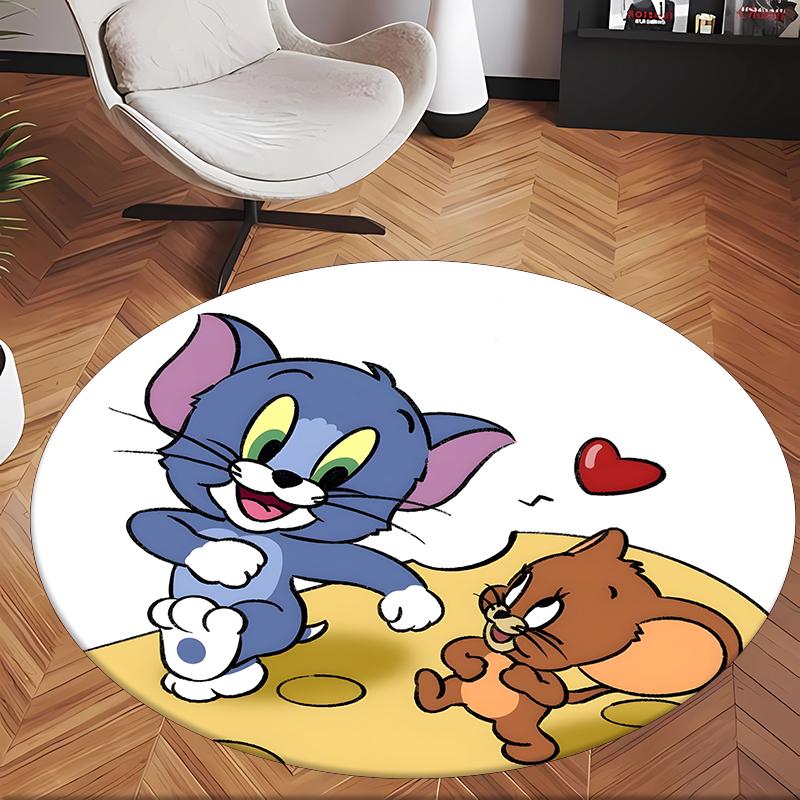 Tom And Jerry (37) Round Office Rug Decorative Floor Rug for Office Bedroom Living Room and Home Space