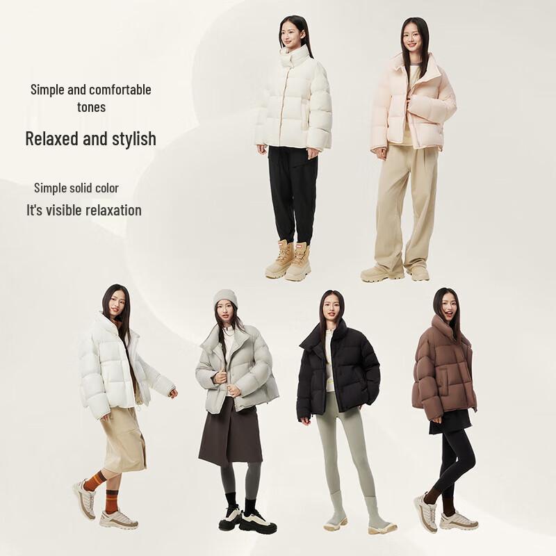 Tanboer Women's Short Stand Collar Loose Fit Down Puffer Jacket TBF530328T