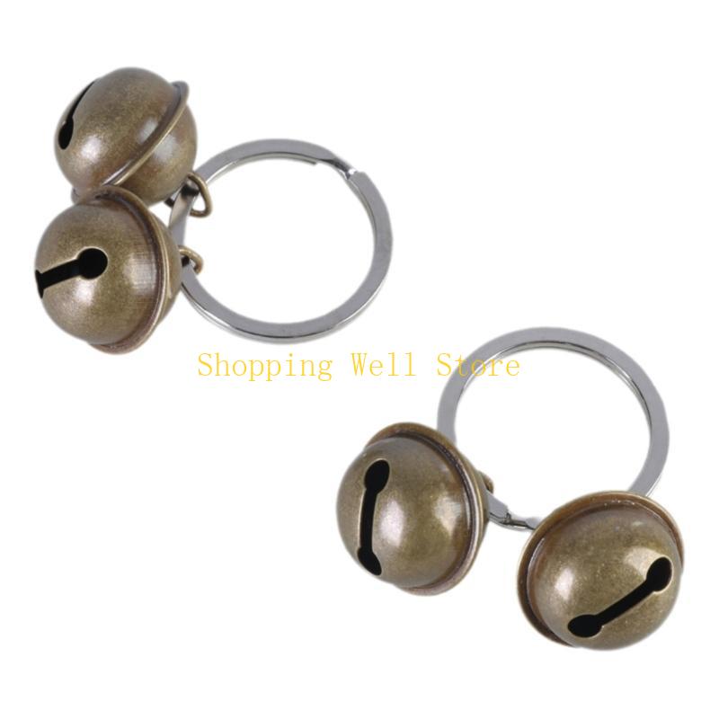 

KX4B 2lots Keychains Hanging Buckles Collar Bells Training Clatter Bells Collar