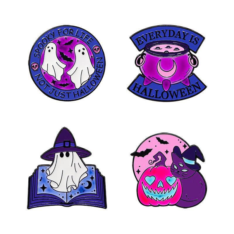 Glow In Dark Halloween Ghost Pumpkin Brooch Alloy Enamel Badge Festival Gift Accessory Cartoon Pin Corsage