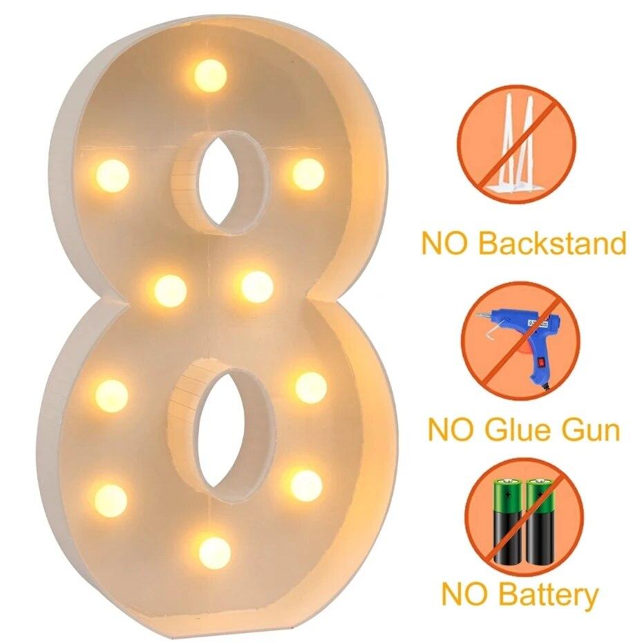 93CM Warm Light Giant Number 0-9 Frame Box Balloon Filling Box Wedding Chrismas Decoration 2025 Party Birthday Xmas Decor