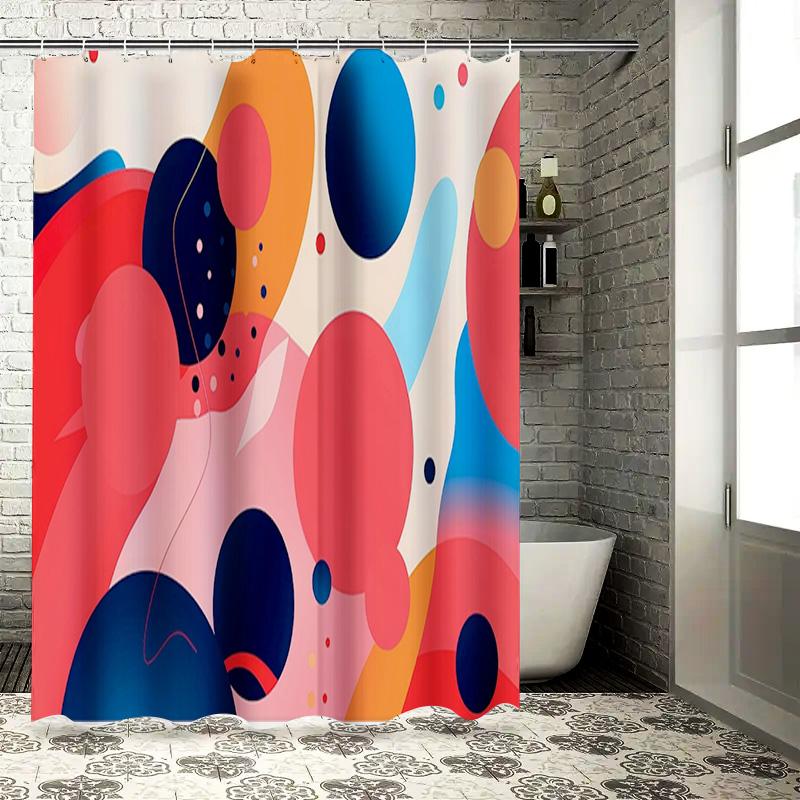 

Creative Bath Curtain with Watercolor Print Modern Blue Red Pink Orange Shower Curtain for Home Decor (180x240cm) [Product CodeX 90x180cm