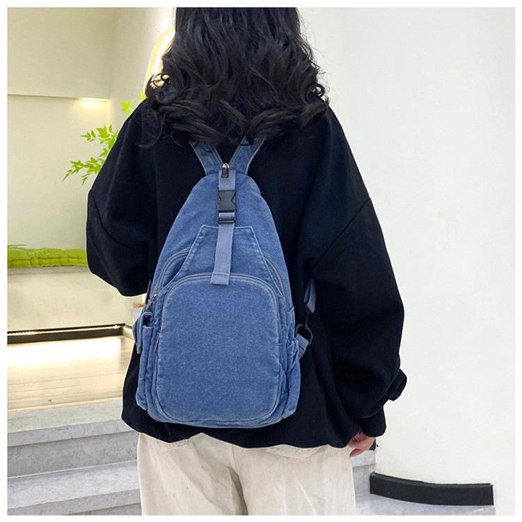 2025 Damers Mångsidiga Canvasväska: Dubbel axel-, bröst- eller crossbody-ryggsäck