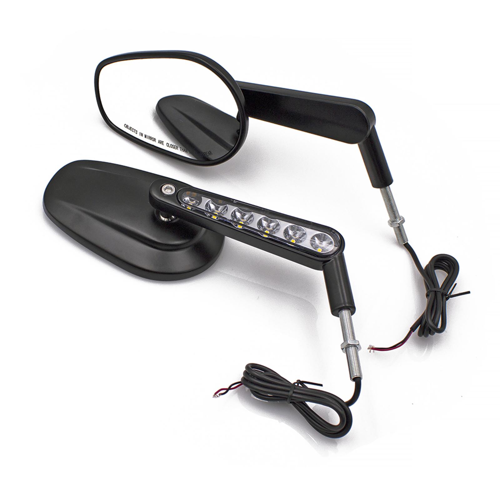 

1 Pair Motorcycle Rearview LED Turn Signal Side Mirrors Black Run Light Rear View Moto Mirrors For Harley Sportster XL1200 XL883