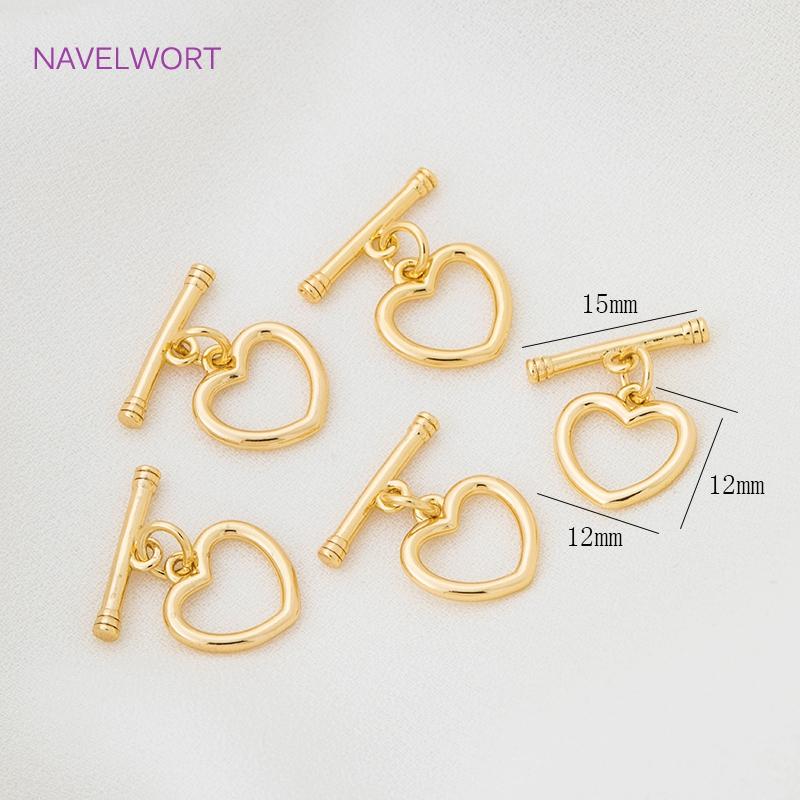18K Gold Plated Round Heart Flower Shape OT Toggle Clasps, End Connector Clasps Accessories For DIY Jewelry Making Findings