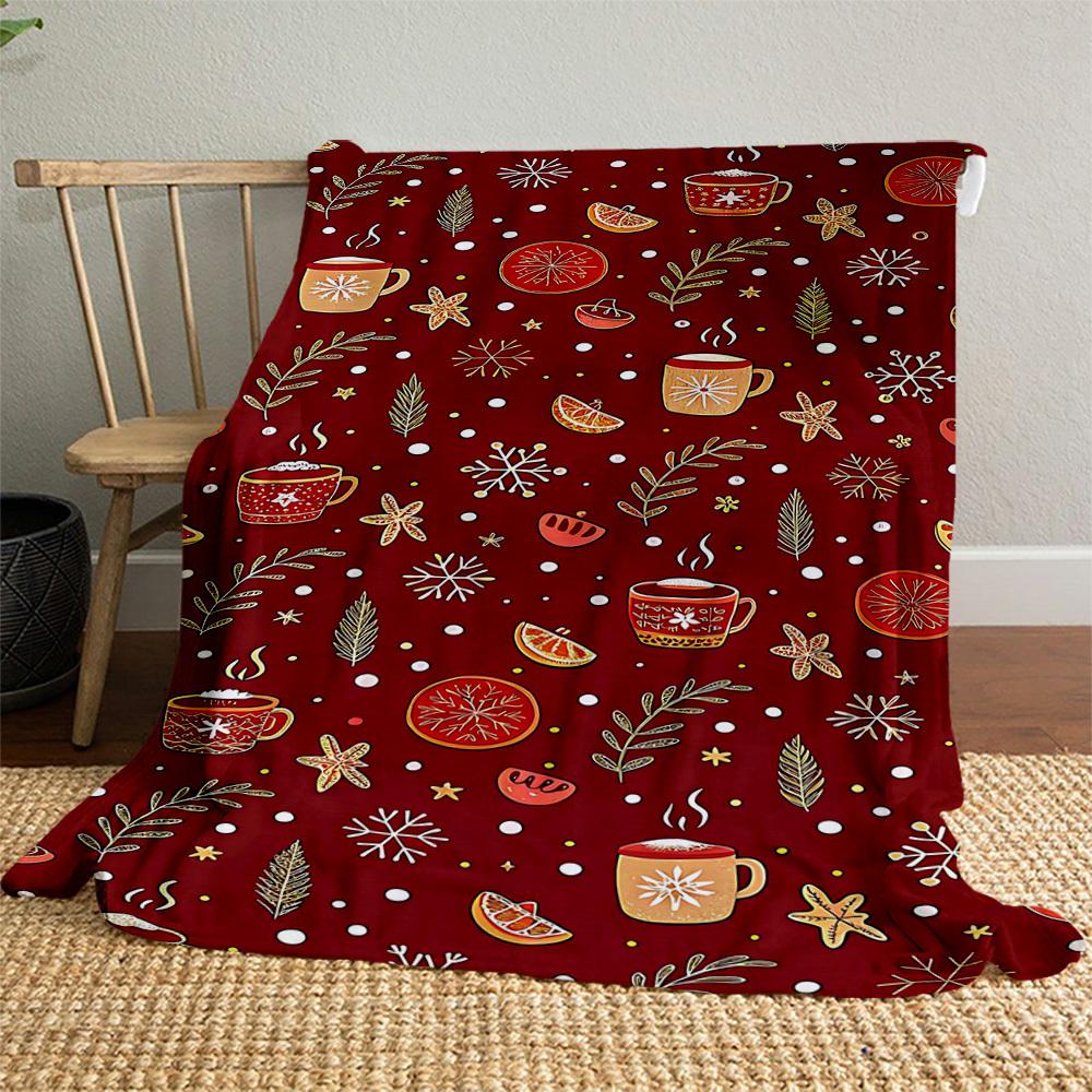 1pc Christmas, Winter Outdoor Flannel Blanket Soft Warm All-Season Throw for Sofa Bed Car Camping Office, Cozy Gift Idea1127S