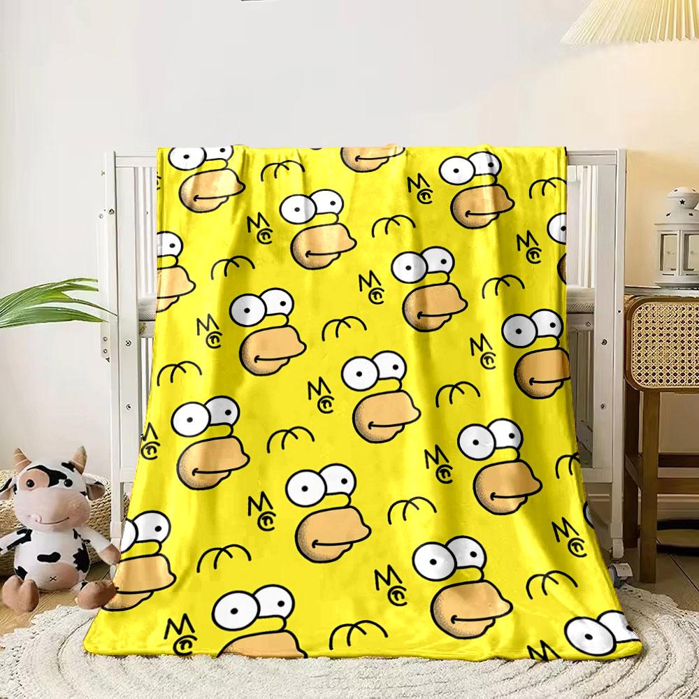 Cartoon Faces with Wide Eyes On a Yellow Background, Including "MC" Text. for All Seasons Blanket Lunch Break Throw Gift